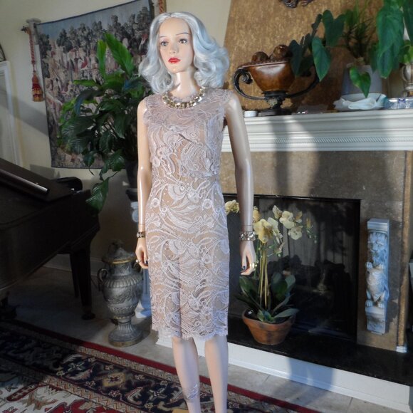 New Emilio Pucci Beige Lace Cocktail Sheath Dress Size US 6 - Picture 2 of 16